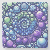 水彩抽象芸術緩和曲線と気泡 ストーンコースター (正面)