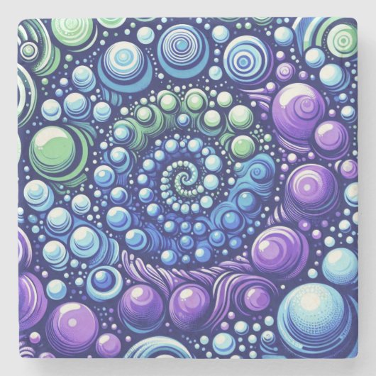 水彩抽象芸術緩和曲線と気泡 ストーンコースター (正面)