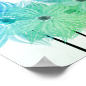 水彩抽象芸術花緑ブルーのポスター ポスター (角)