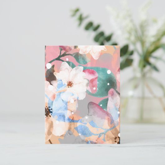 水彩抽象芸術花1 シーズンポストカード (スタンド正面)
