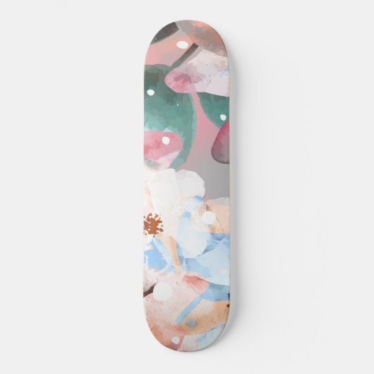 水彩抽象芸術花1 スケートボード (正面)