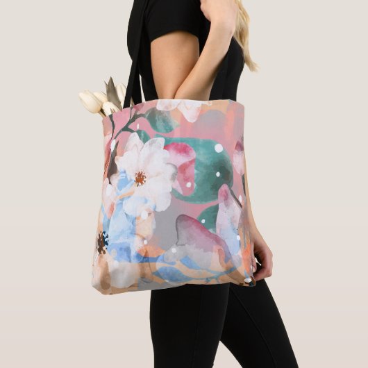 水彩抽象芸術花1 トートバッグ (クローズアップ)