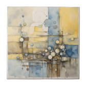 水彩抽象芸術表現者イエローブルー タイル (正面)