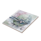 水彩抽象芸術表現者グリーンブルー タイル (側面)