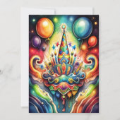 水彩抽象芸術誕生日デザイン 招待状 (正面)