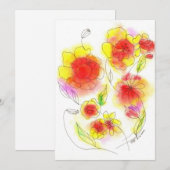 水彩抽象芸術赤と黄色の花 (正面/裏面)