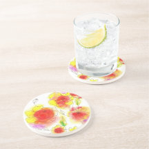 水彩抽象芸術赤と黄色の花