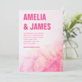 水彩抽象芸術赤面ピンク結婚はっきりしたズ 招待状 (スタンド正面)