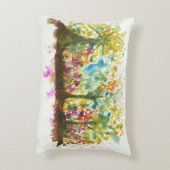 水彩抽象芸術造園芸術木林 アクセントクッション (裏面(縦))