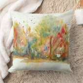 水彩抽象芸術造園芸術木林 クッション (ブランケット)