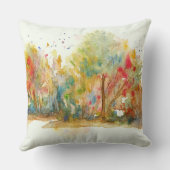 水彩抽象芸術造園芸術木林 クッション (裏面)