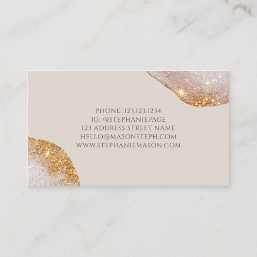 水彩抽象芸術金ゴールドグリッター名刺 コーリングカード (裏面)