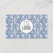 水彩抽象芸術青いタイル 名刺 (正面)