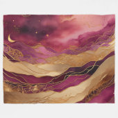 水彩抽象芸術風景金ゴールドブルゴーニュ フリースブランケット (正面(横))