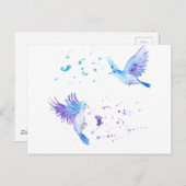 水彩抽象芸術飛んでいるブルーバード ポストカード (正面/裏面)
