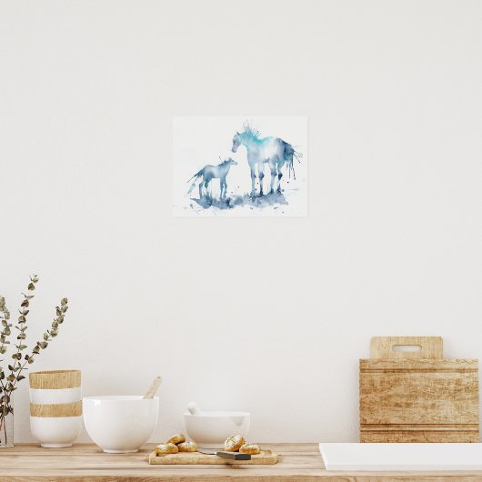 水彩抽象芸術馬とフォア絵画ル ポスター (キッチン)