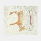 水彩抽象芸術鹿素朴木模様 フリースブランケット (正面(横))