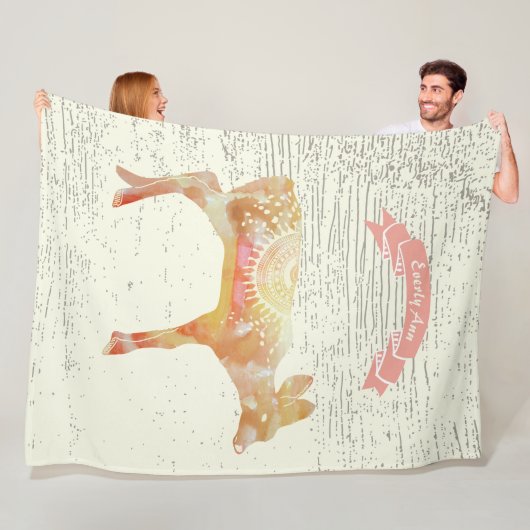 水彩抽象芸術鹿素朴木模様 フリースブランケット (インサイチュ)