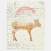 水彩抽象芸術鹿素朴木模様 フリースブランケット (正面)