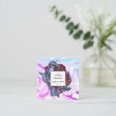 水彩抽象芸術(ばちゃばちゃ)跳ねるブミニマルラシ スクエア名刺 (スタンド正面)