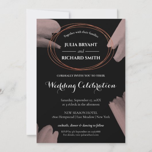 水彩抽象芸術 |ジオメトリック結婚円 招待状 (正面)