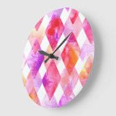 水彩抽象芸術：ハンドシ色彩の鮮やかームレス。 ラージ壁時計 (傾斜)