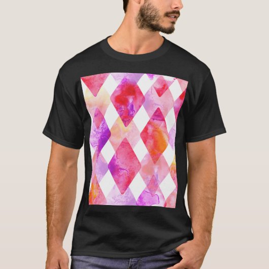 水彩抽象芸術:ハンドシ色彩の鮮やかームレス。 Tシャツ (正面)