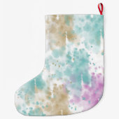 水彩抽象芸術 パーソナライズされた ラージクリスマスストッキング (裏面)