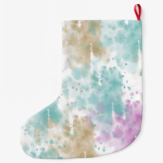 水彩抽象芸術 パーソナライズされた ラージクリスマスストッキング (裏面)