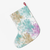 水彩抽象芸術 パーソナライズされた ラージクリスマスストッキング (裏面 (吊り時))