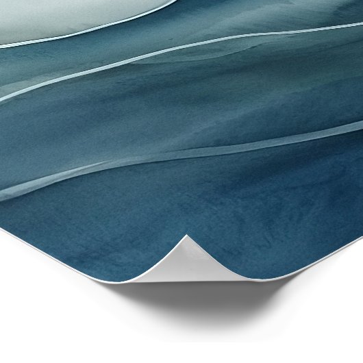 水彩抽象芸術、海、波、線 ポスター (角)