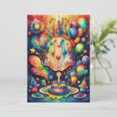 水彩抽象誕生日デザイン 招待状 (スタンド正面)