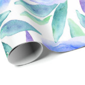 水彩抽象青花园花卉图案 ラッピングペーパー (ロールコーナー)