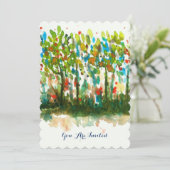 水彩抽象風景画アート ツリー 森林 招待状 (スタンド正面)