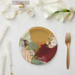 水彩抽象风格的婚前小聚邀请函 ペーパープレート