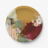 水彩抽象风格的婚前小聚邀请函 ペーパープレート (正面)