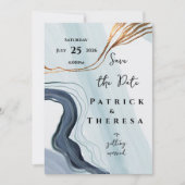 水彩抽象 お知らせ 保存日 招待状 (正面)