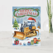 水彩掘削機建築クリスマスカード シーズンカード (正面)