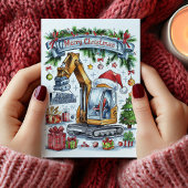 水彩掘削機建築クリスマスカード シーズンカード