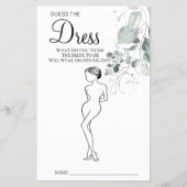 水彩推測ドレスブライダルシャワーゲームカード チラシ (正面)