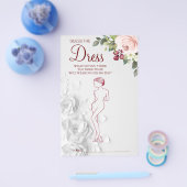 水彩推測ドレスブライダルシャワーゲームカード チラシ (シングル)