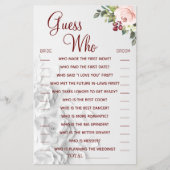 水彩推測誰のブライダルシャワーゲームカード チラシ (正面)