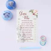 水彩推測誰のブライダルシャワーゲームカード チラシ (シングル)