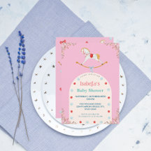 水彩揺動馬ピンク赤ちゃんシャワー