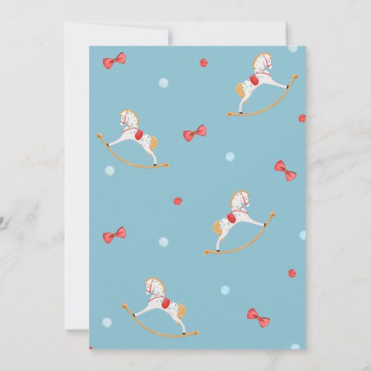 水彩揺動馬青ベビーシャワー 招待状 (裏面)