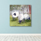 水彩放牧の羊 キャンバスプリント (インサイチュ (ウッドフロア))