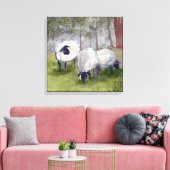 水彩放牧の羊 キャンバスプリント (インサイチュ (リビング))