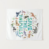 水彩救の動物 タペストリー (正面(横))