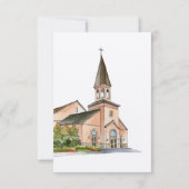 水彩教会の結婚式RSVPカード 出欠カード (裏面)