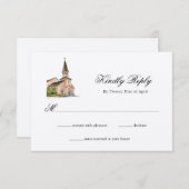 水彩教会ウェディングの返信 出欠カード (正面/裏面)